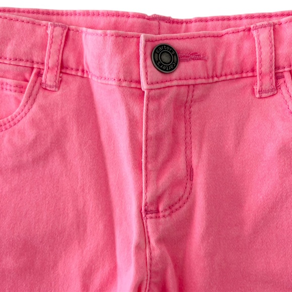 Carter's Denim Pink Mid-Length Kids Shorts with Rolled Cuffs | Toddler Girl 3T - Picture 2 of 4
